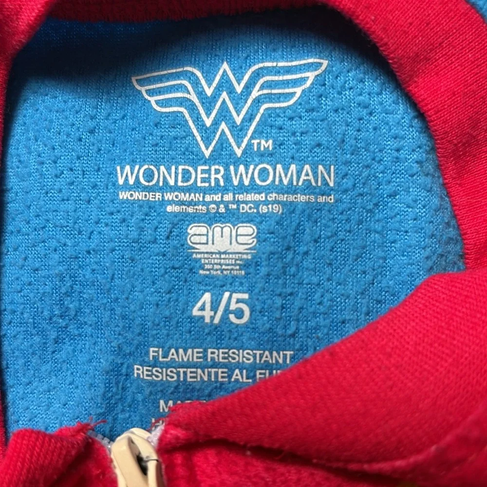 Wonder Woman Girls Pajamas Blue Fleece Onesie PJ 1pc Superhero DC Comics 4 5